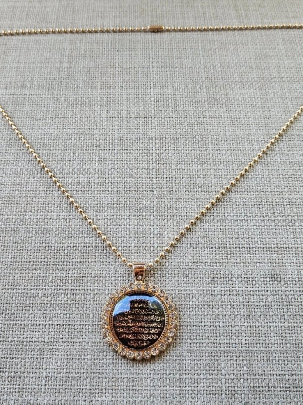 Aytul Qursi Necklace Cabochon Round Pendant Religious Fashion Jewelry NEW - Picture 7 of 11